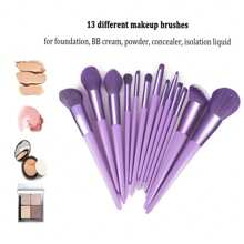 Makeup Brush 13pcs Brushes Set3pcs Cosmetic Makeup Sponge1pcs Makeup Brush Cleaning Box Beauty Tool Eyeshadow Blush Professional Brushes,Brush Set,Makeup Brush Kit,Make Up Brush Set,Make Up Set Complete,Makeup Brush Set,Complete Makeup Kit,Brush Kit,Brushes Makeup Set,Makeup Gift Set,Set - Purple - View 2