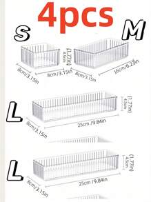 1pc/4/5pcs/Set Transparent Makeup Organizers Box, Clear Drawer Divider Storage Box For Cosmetic, Makeup Brush, Perfume, Nail Polish, Skincare Products And Other Accessories