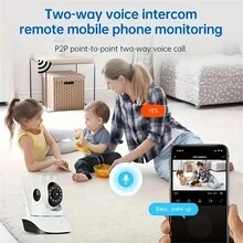 3百萬畫素全景WiFi安全攝影機，360°全景視野，搭配手機應用程式，可當嬰兒監視器、寵物攝影機使用，具備運動及聲音偵測、紅外線夜視、2.4G WiFi、雙向音訊功能 - 白色 - 查看 10