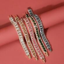 1入時尚鑲嵌水鑽手鍊，女士羅馬風格日常手鍊，獨特婚禮珠寶 - 藍色 - 查看 3