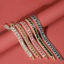 1入時尚鑲嵌水鑽手鍊，女士羅馬風格日常手鍊，獨特婚禮珠寶 - 藍色 - 查看 2