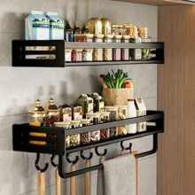 1pc Thickened Kitchen Storage Rack For Spice Utensil Hanging, Drainage Rack For Cloth/Chopping Board/Ladle, Suitable For Kitchen Storage