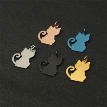 1pc Stainless Steel Cat-Shaped Pet ID Tag, Engravable Anti-Lost Pet Tag, Cute Kitten Design Pet Pendant Accessory