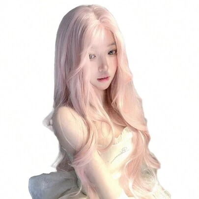 alicegarden 30-Inch Long Synthetic Wig Featuring A Natural Wavy Style In A Stunning Pink. Middle Part Design , It Is Crafted From Heat-Resistant Fiber To Ensure Durability. This False Hairpiece Is Perfect For Daily Perfect For Parties, Role-Play And Gatherings Use, Offering A Natural And Realistic Appearance That Mimics It Is Also A Gift For Women.