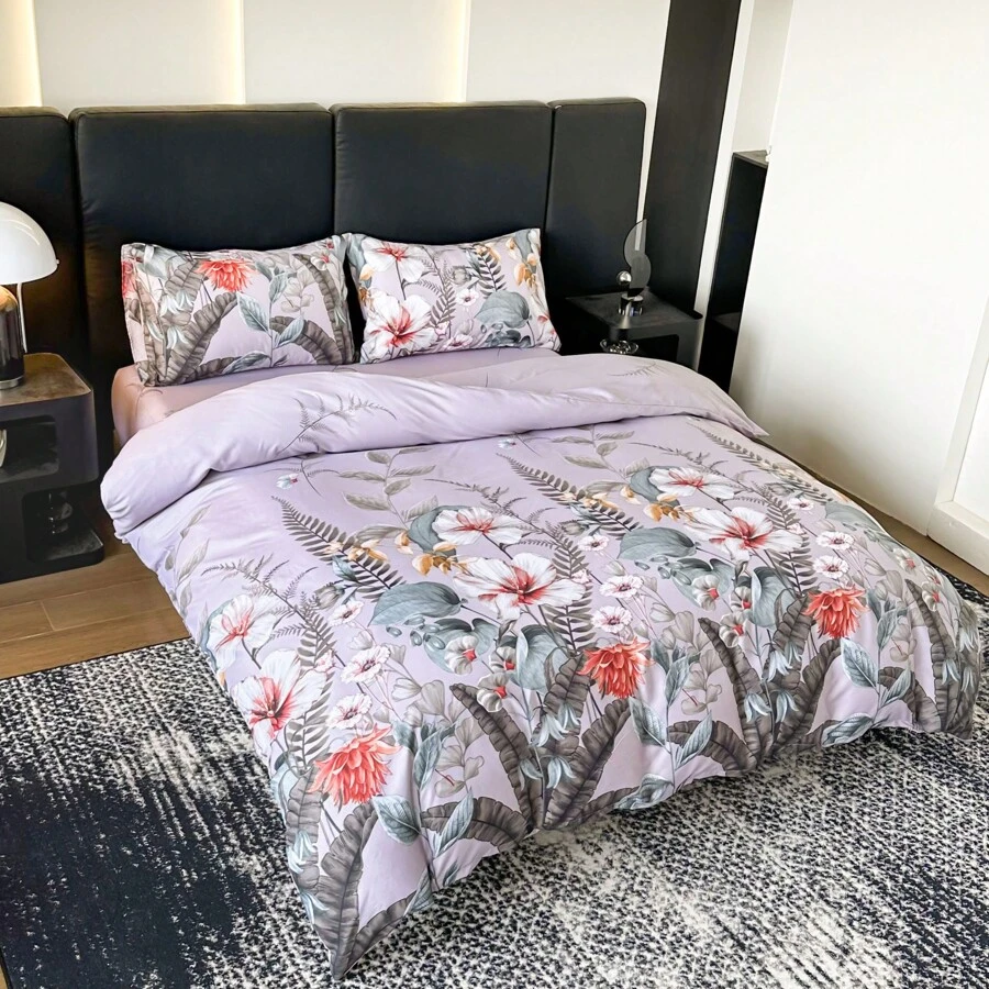 1 pieza Funda de edredón cepillado impreso [Funda de edredón solamente] Sin material de relleno