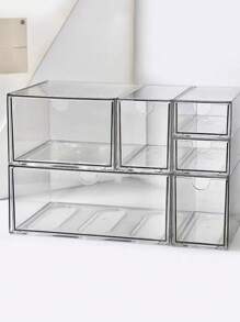 1pc Mini Multi-Size Transparent Acrylic Desktop Drawer Dustproof Stationery Organizer Box, Suitable For Bedroom, Office, Cosmetics Storage