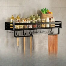 1pc Thickened Kitchen Storage Rack For Spice Utensil Hanging, Drainage Rack For Cloth/Chopping Board/Ladle, Suitable For Kitchen Storage