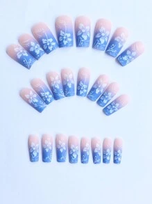 96 cái/4 Phong Cách Hoa Anh Đào Ngọt Ngào Màu Xanh, Hồng Và Vàng Chuyển Đổi Màu Lá Lấp Lánh In Toàn Bộ Móng Tay Giả Với Hoa Trà Đầy Màu Sắc Cho Phụ Nữ Mặc Hàng Ngày & 1 Dũa Móng Tay & 1 Bộ Nhãn Dán Keo Dán Móng Tay Móng Tay Cho Bé Gái Mẹ Phụ Nữ Quà Tặng Và Đồ Dùng Làm Móng & Bán Buôn, Nghệ Thuật Làm Trắng Móng Tay Bộ móng tay giả có thể tháo rời dùng cho lễ hội, tiệc tùng, hẹn hò và đeo hàng ngày Ấn lên móng tay - Nhiều màu - Xem 5