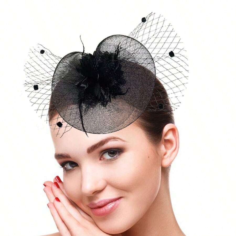 HIDOLL Fascinator Hat Feather Mesh Net Velo Party Hat Cappelli Flower Hat Con Clip E Fascia Per Le Donne 103547403