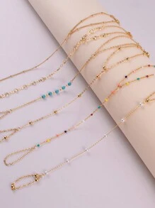 1 pièce Bague de chaîne pour femmes élément perle fausse et turquoise de style rétro simple et élégant, adaptée pour l'été