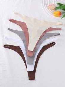 5件装女士冰丝性感细腰丁字裤