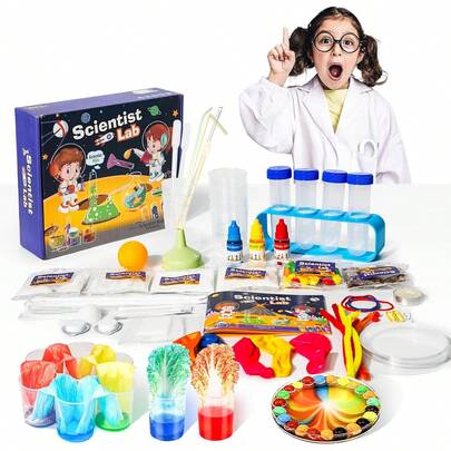 Kit de Experimentos Científicos 48-em-1, Conjunto de Experimentos Científicos DIY STEM, Brinquedos Educativos para Meninos e Meninas de 6-11 Anos, Brinquedos Científicos, Festa de Ciências, Ciências Físicas, Conjunto de Artesanato, Microscópio Portátil, Ciência para Crianças