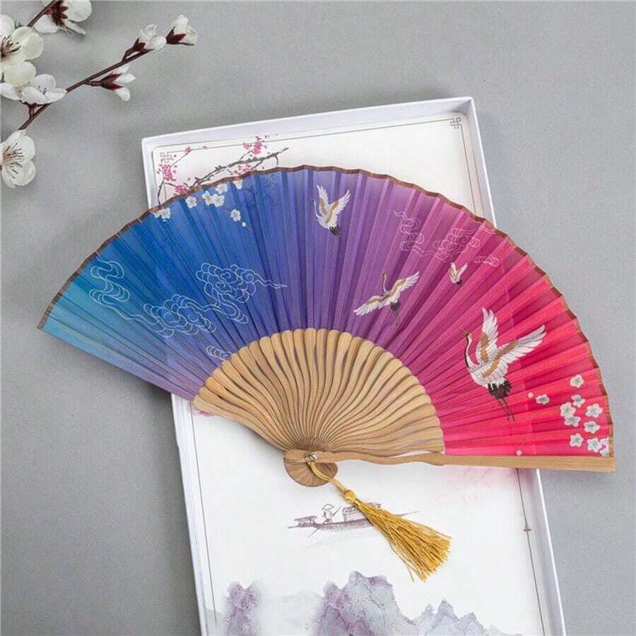 4 Abanicos Plegables De Seda Con Motivos Florales Y Mariposas – Estilo Chino, Portátiles, Para Verano, Bodas Y Sesiones De Foto