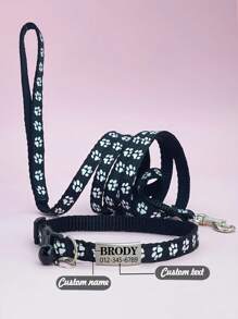 Customized Pet Collar And Leash Set, Adjustable Collar With Bell, Quick Release Clip, Durable Training Rope Suitable For Small Cats Or Dogs
