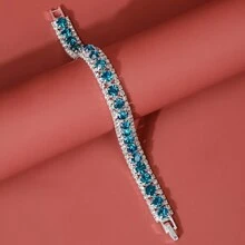 1入時尚鑲嵌水鑽手鍊，女士羅馬風格日常手鍊，獨特婚禮珠寶 - 藍色 - 查看 10