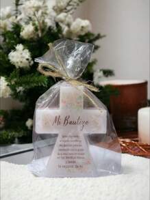 Velas con forma de cruz como recuerdo con una década - Mi bautizo rosa - Ver 2