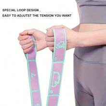 Gymnastics Stretching Band, Resistance Band, Fitness Yoga Stretch Band, Multi-Loop Exercise Band, Home Fitness Accessory - Yoga Action Pattern Style Pink - View 8