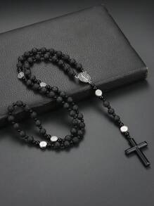 1入怀古哥特式火山岩聖本篤男士項鍊，適合日常佩戴和生日禮物