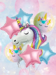 6入組彩色馬氣球，包含馬卡龍和彩虹星箔氣球的派對裝飾，適用於生日、婚禮和派對裝飾用品 - 彩色 - 查看 5