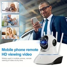 3百萬畫素全景WiFi安全攝影機，360°全景視野，搭配手機應用程式，可當嬰兒監視器、寵物攝影機使用，具備運動及聲音偵測、紅外線夜視、2.4G WiFi、雙向音訊功能 - 白色 - 查看 5