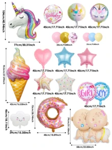 6入組彩色馬氣球，包含馬卡龍和彩虹星箔氣球的派對裝飾，適用於生日、婚禮和派對裝飾用品 - 彩色 - 查看 2