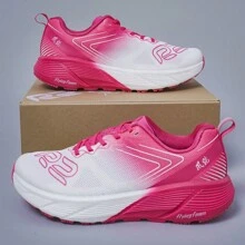 1 Pair Women's R2 Cushioned Breathable Running Shoes, Lace-Up, Soft Sole Shock-Absorbing, Suitable For Exercise, Jumping, Spring/Summer - Red and White - View 8