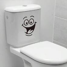 1入組微笑馬桶貼紙，自粘式PVC馬桶蓋貼紙，易粘貼，適用於浴室、臥室和馬桶配件，美觀的家飾，為您的房間增色添彩 - 黑色 - 查看 1