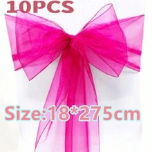 10pcs Organza Chair Sashes, Black Butterfly Chair Back Decorations, 18cm Wide X 275cm Long, For Wedding, Saudi National Day Party, Christmas Events And Celebrations, DIY Chair Decor