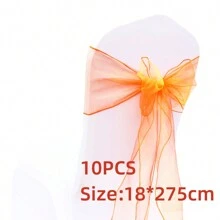 10pcs Organza Chair Sashes, Black Butterfly Chair Back Decorations, 18cm Wide X 275cm Long, For Wedding, Saudi National Day Party, Christmas Events And Celebrations, DIY Chair Decor