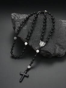 1入怀古哥特式火山岩聖本篤男士項鍊，適合日常佩戴和生日禮物