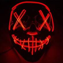 Colplay LED Light Up Halloween Mask, Scary Masquerade Glow LED Mask With 3 Lighting Modes & EL Wire For Costume & Cosplay Party - Multicolor - View 11