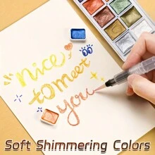 6 pigmenti solidi con brillantezza madreperlata ed effetto acquarello, vernici iridescenti professionali flash color oro e argento glitterato per realizzazioni manuali, pittura, scrittura, miscelazione di colori, forniture artistiche, regali per adulti, artisti, principianti