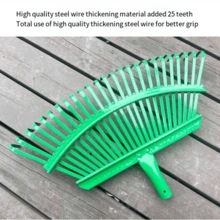 1pc Adjustable 25-Tooth Metal Garden Rake With Extendable Handle, 37.40 Inch-53.1 Inch Retractable Length, Portable Gardening Tool, Easy To Clean Grass Rake - Army Green - View 3