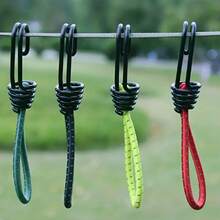8pcs/Set Outdoor Camping Tent Elastic Rope Buckle, Camping Canopy Accessories Pull Rope  Anti-Rust Paint Spiral Wire Hooks With Separable Reflective Elastic Rope Heavy Duty Strapping Tape Hooks For Camping Trucks Boats (Polychrome) - Multicolor - View 5