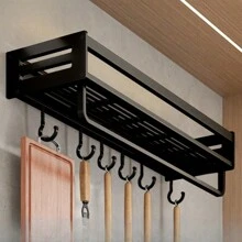 1pc Thickened Kitchen Storage Rack For Spice Utensil Hanging, Drainage Rack For Cloth/Chopping Board/Ladle, Suitable For Kitchen Storage