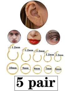 2/6/10pcs Stainless Steel Gold Small Earrings, Women's Small Hoop Earrings :Huggie Hoop Earrings For Cartilage Spiral Tragus, Small Thin Hoop Earrings, Minimalist Hoop Earrings,Silver Fine Hoop Earrings,Gold Ear Loops 18G 16G 16gauge 18gauge 1mm-1.2mm Silver Earrings, Rose Gold Earrings, Colored Earrings, Black Earrings, Multi-Piece Set,Unisex ,Stainless Steel Jewelry ,Teacher Gifts ,Mother Day Gift 6mm7mm8mm9mm10mm12mm