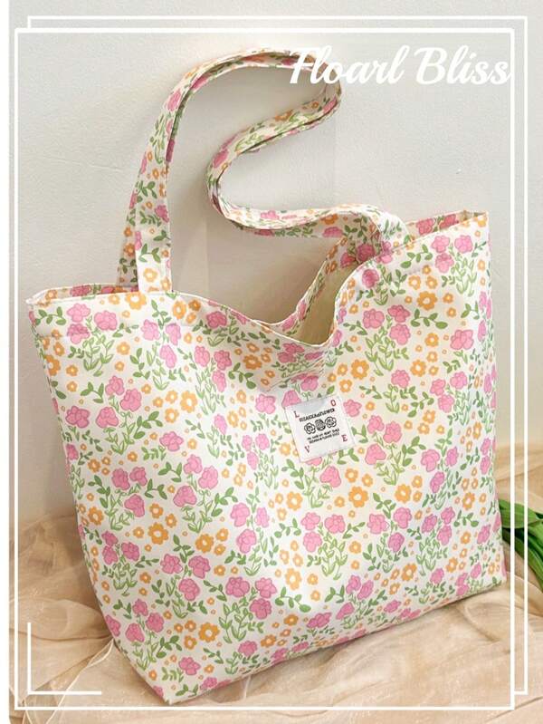 حقيبة كبيرة ذات كتف بطبعة الكرز، حقيبة مدرسية للطالبات، حقيبة بطبعة القلب حلوة، حقيبة كوردوروي، موضة لجميع المواسم