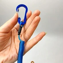 Outdoor Retractable Coiled Steel Wire Lanyard, Anti-Lost Key Chain - Blue - View 7