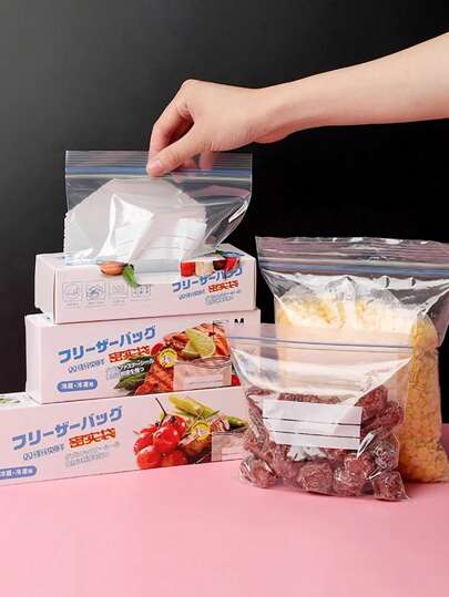 1pc Reusable Food Storage Bag For Kitchen Vegetables Fruits Grains, Multi-Size Refrigerator Vacuum Sealed Bags (Bag Pattern Randomly Sent), For Outdoor, Camping Back To School