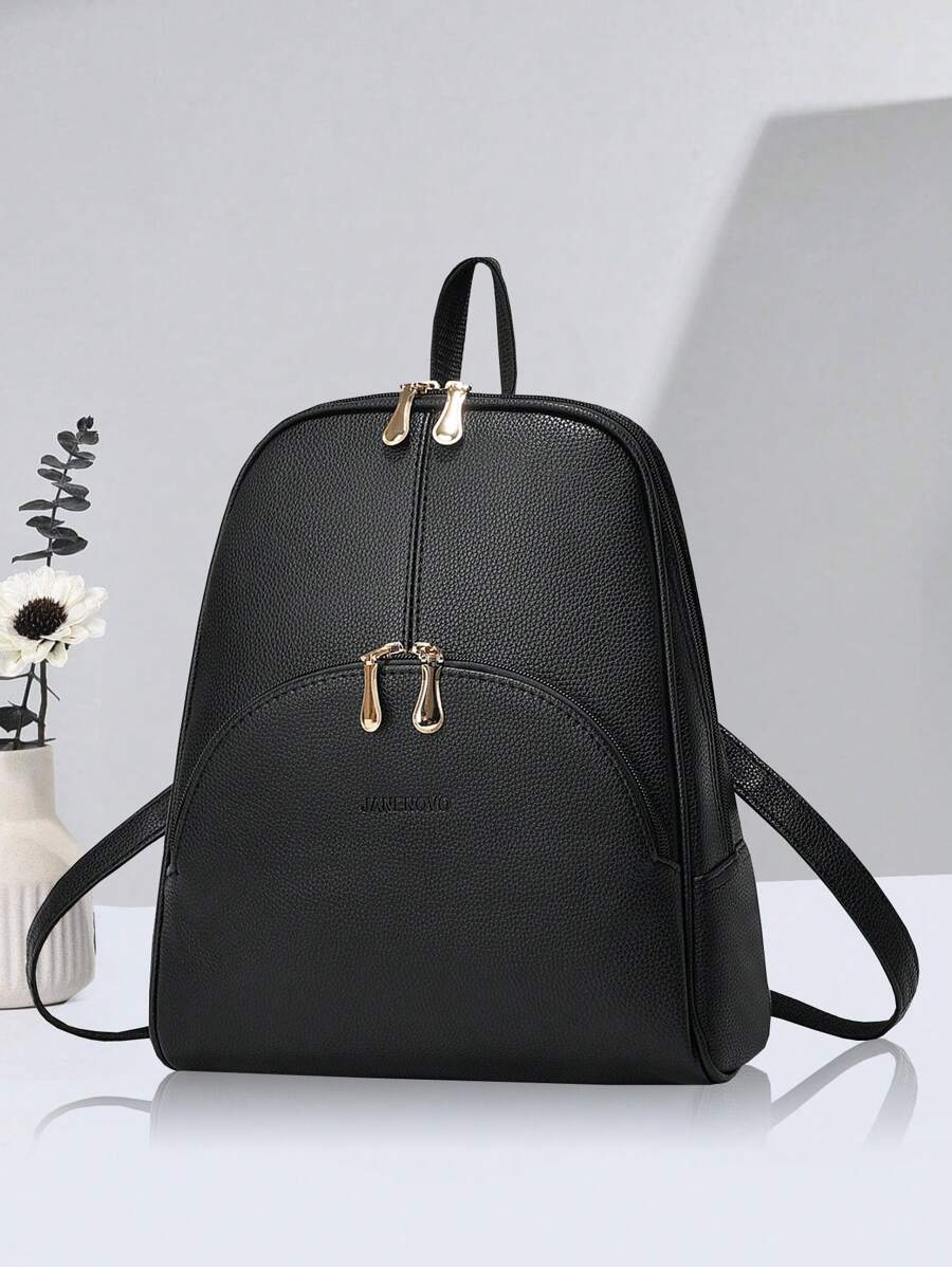 PLANEE 2024 New College Style Lightweight Backpack PU Leather Simple And Versatile Student School Bag Fashionable Ladies Commuting Travel Bag Casual Soft Leather Mami Backpack