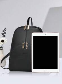 PLANEE 2024 New College Style Lightweight Backpack PU Leather Simple And Versatile Student School Bag Fashionable Ladies Commuting Travel Bag Casual Soft Leather Mami Backpack