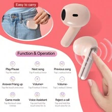 REMAX Remax Gaming Blue-Tooth Wireless Earbuds Earphone, ENC 2-Mic Noise Canceling Headphone, Open Magnetic Storage, 15min Fast Charging, Best Gift For Good Friend/Girlfriend, Boyfriend, Sister, Mom, New Year, Christmas, White/Purple