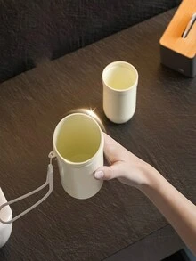 便攜式旅行電動牙刷和牙膏收納架，附帶防塵蓋，漱口杯露營必備物品 - 黃色 - 查看 3