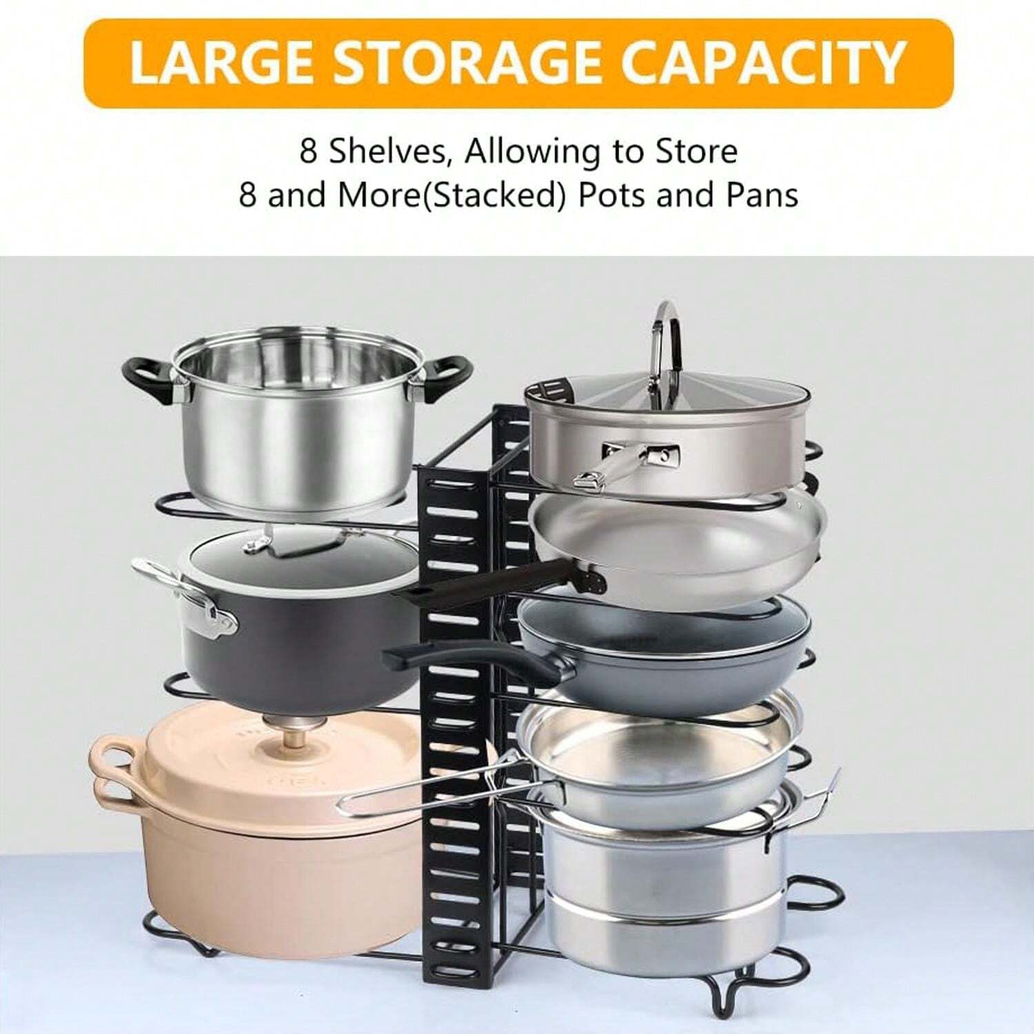 Pots And Pans Organizer 8Tier Kitchen Organizers And Storage