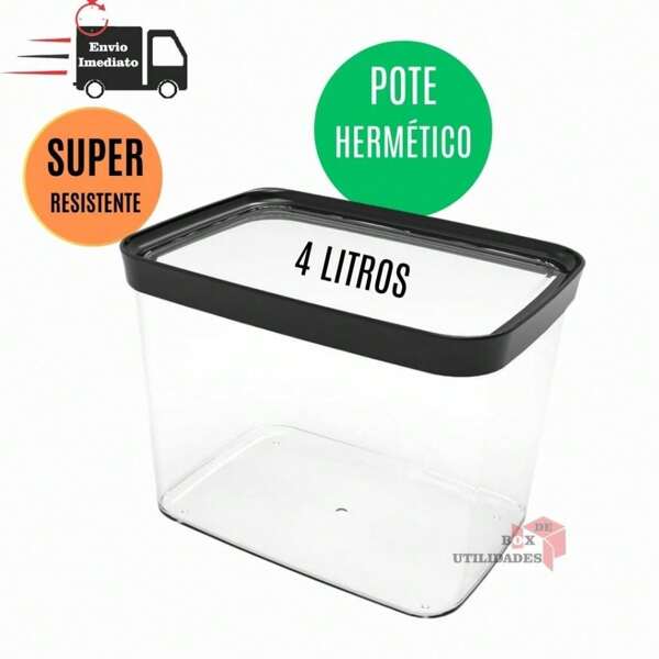 Kit Potes Hermético Cozinha  4 Litros Pote Hermetico 4000ml Porta Mantimentos para grãos arroz ração Resistente --