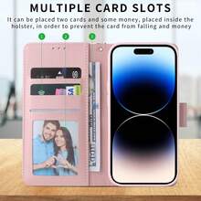 奢华镀金大理石纹钱包式手机壳，带卡槽和腕带，兼容 16/15/14/13/12/11 Pro Max/X/XR/7/8/SE，以及 Galaxy S25/S24/S23/S22/S21/A12/A13/A14/A15/A35/A55/A33/A53，兼容 Note 13/13 Pro/12/12 Pro/11/10/9 Pro，PU 皮革支架翻盖保护套。 - 紫色 - 查看 4