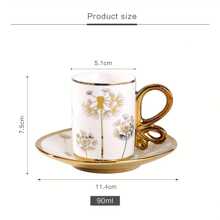 6 piezas Juego de taza y platillo de estilo europeo, borde dorado, taza de café y platillo de cerámica de 2.8oz, adecuado para desayuno, té de la tarde, fiesta de té, hogar, jardín, restaurante y otras ocasiones. Vajilla para verano e invierno, juego de taza y platillo, esencial para la temporada de regreso a clases.