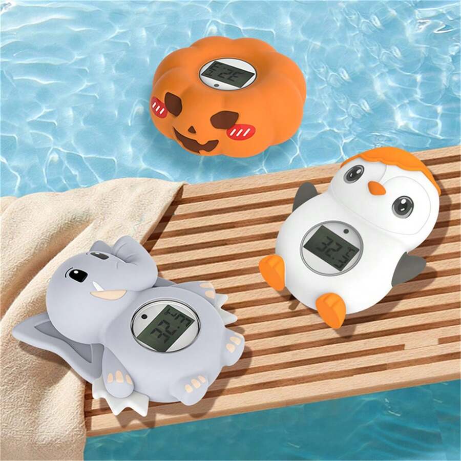 1入組卡通水溫計，3合1高精度感應式，用於房間、浴室和游泳池，測量水溫和室內溫度，附帶LR44*2電池，聖誕禮物 - 彩色 - 查看 1
