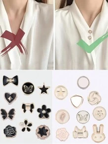 20 件适用于衣服/裙子的防滑纽扣、腰带调节器和腰带，配有仿珍珠胸针徽章，无需缝制纽扣情人节 - 彩色 - 查看 2