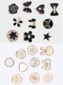 20 件适用于衣服/裙子的防滑纽扣、腰带调节器和腰带，配有仿珍珠胸针徽章，无需缝制纽扣情人节 - 彩色 - 查看 7